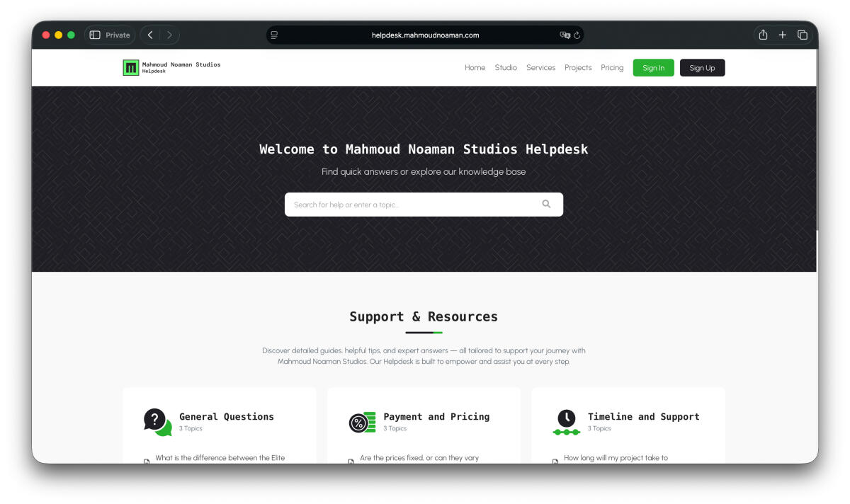 Helpdesk System Now Live – Explore Support & Tickets at Mahmoud Noaman Studios
